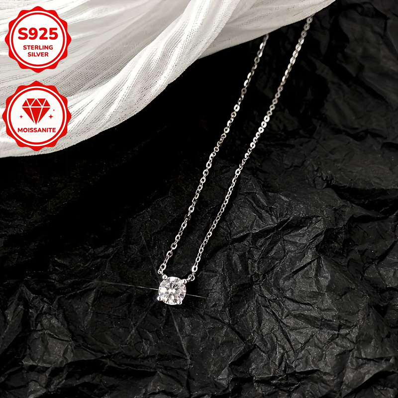 Women's 925 Sterling Silver Moissanite Pendant Necklace